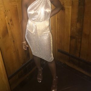 Multi-way gold shimmer dress